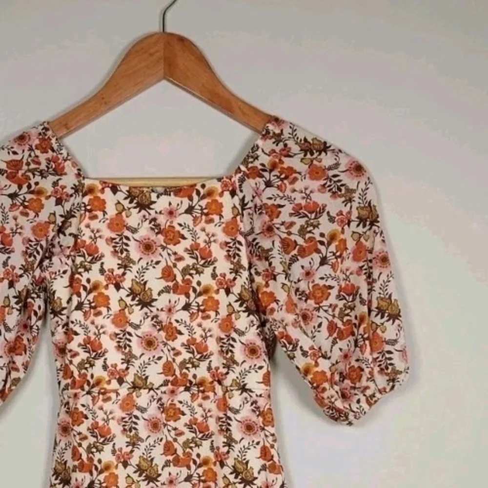 Fall Dress Toddler Girls Orange Pink Brown Floral Bohemian